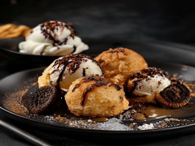 Olympus Orbit - hot puff balls with cookies cream ice cream