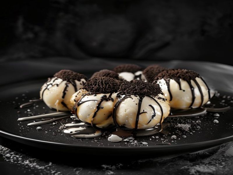 Oreo Eclipse - crushed Oreo topped puff balls